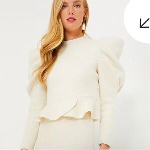 Hyacinth House Cream Pia Peplum Sweater Size Small